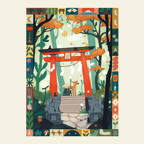 bosco di nara illustrazione puzzle